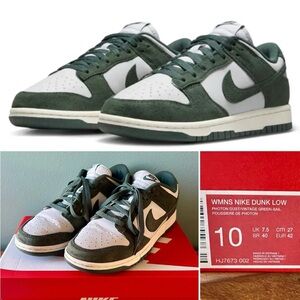 Nike Dunk Low Next Nature - Vintage Green Suede & Photon White - Women’s 10 US
